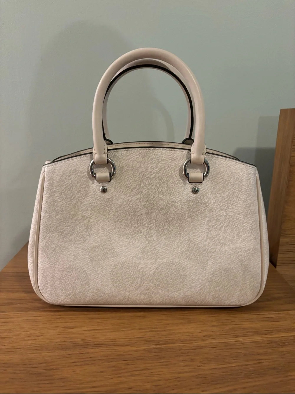 Coach Savannah Carryall Bag in a white signature canvas with silver hardware